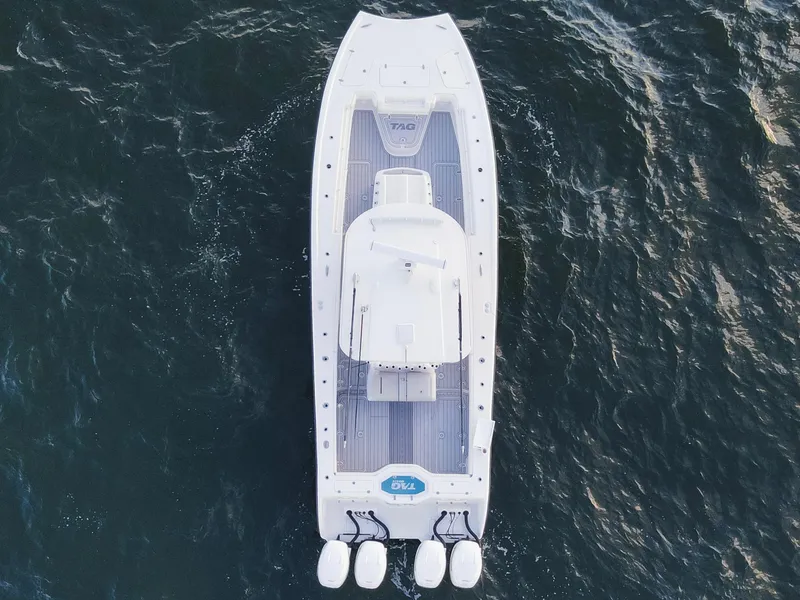 Slide: The Image of Aerial view of 2021 Tag 360 Catamaran on open water. - 9