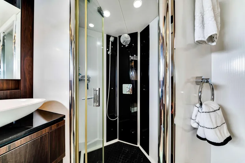 Slide: The Image of Luxurious bathroom in 2012 Sunseeker 74 Sport Yacht with modern shower and elegant fixtures. - 39