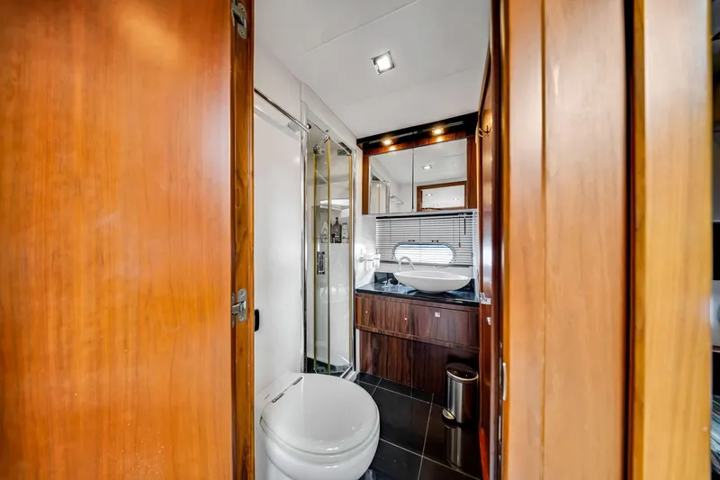 Slide: The Image of Luxurious bathroom interior of 2012 Sunseeker 74 Sport Yacht with modern fixtures. - 41