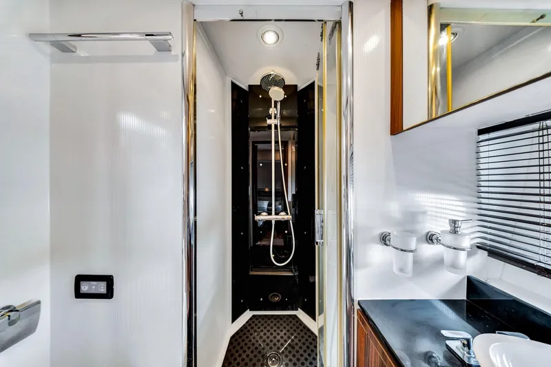 Slide: The Image of Luxurious bathroom interior of 2012 Sunseeker 74 Sport Yacht with modern shower and sleek design. - 51