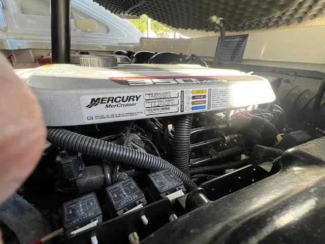 Slide: The Image of Engine compartment of a 2012 Crownline 325 SS with Mercury MerCruiser 350 engine. - 35