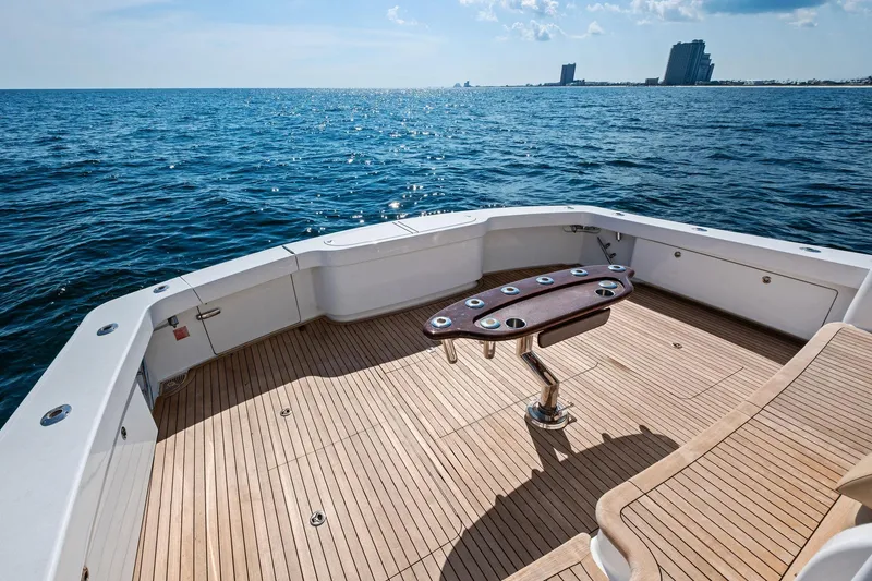 Slide: The Image of 2017 Viking 62 Enclosed Bridge yacht deck with ocean view. - 14