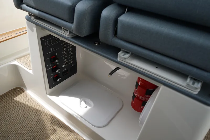 Slide: The Image of 2024 Nimbus Commuter9 C9 interior with control panel and fire extinguisher. - 28