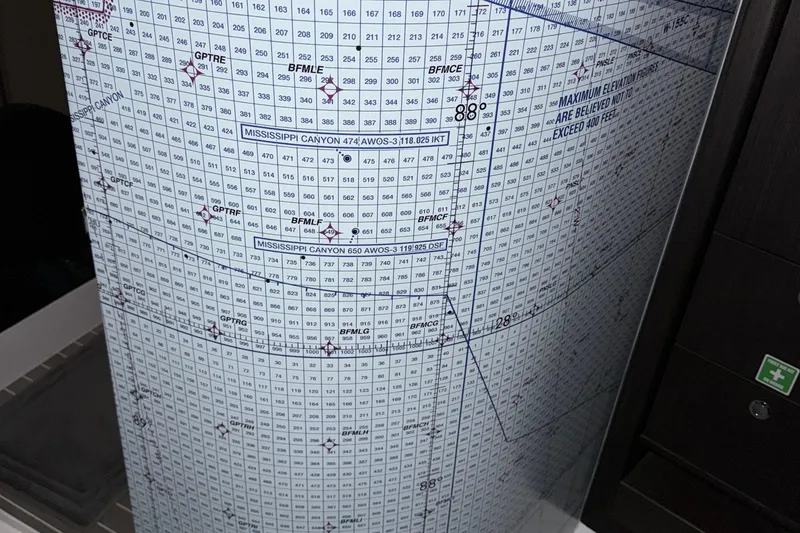Slide: The Image of Nautical chart on Intrepid 475 Sport Yacht, 2020 model, showing Mississippi Canyon details. - 15