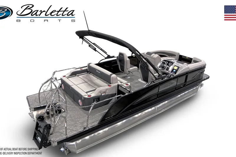 Slide: The Image of 2026 Barletta Corsa 23UC pontoon boat with sleek design and modern features. - 16