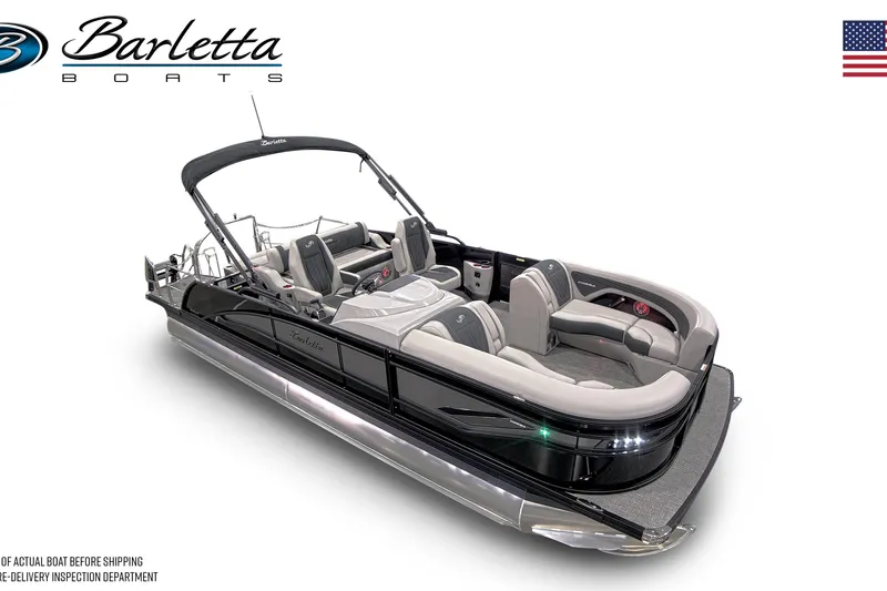 Slide: The Image of 2026 Barletta Corsa 23UC pontoon boat with sleek design and luxurious seating. - 17