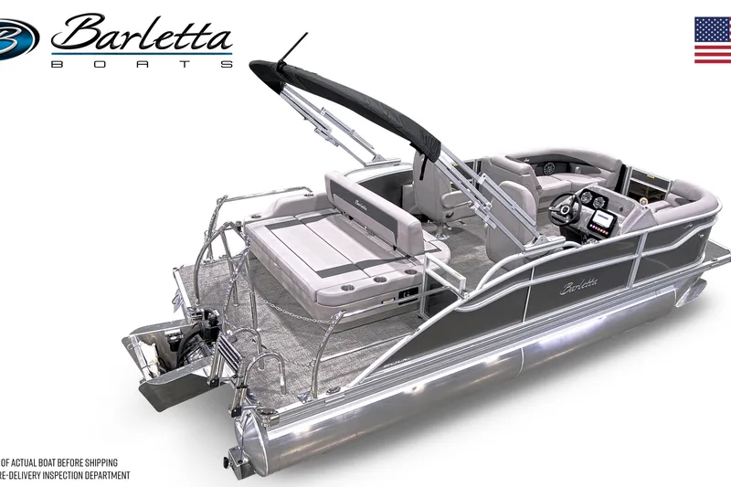 Slide: The Image of 2026 Barletta ARIA 20UC pontoon boat with sleek design and modern features. - 15