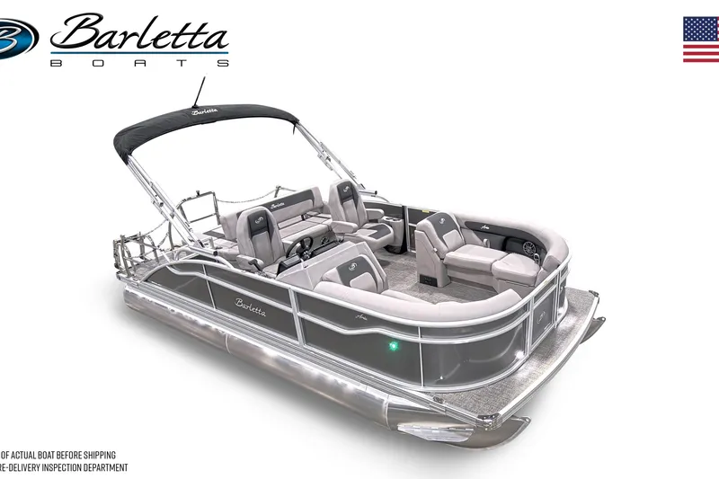 Slide: The Image of 2026 Barletta ARIA 20UC pontoon boat with sleek design and comfortable seating. - 16