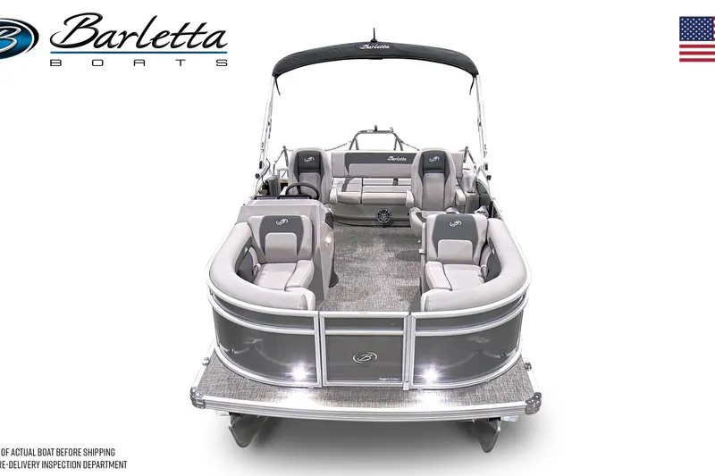 Slide: The Image of 2026 Barletta ARIA 20UC pontoon boat with luxurious seating and sleek design. - 17
