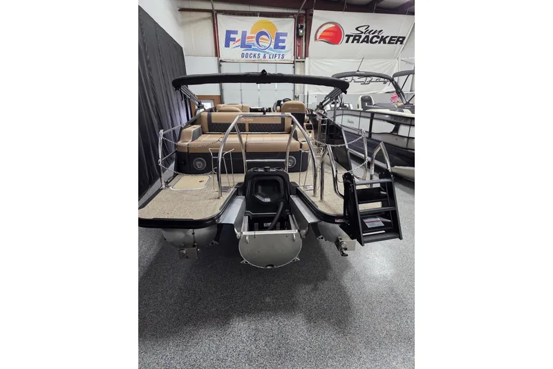 Slide: The Image of 2026 Barletta Lusso 23UC pontoon boat interior with elegant seating and modern design. - 14