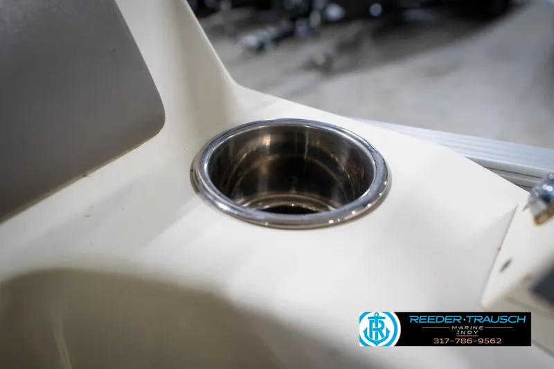 Slide: The Image of Stainless steel cup holder on 2008 Bennington 20 SL boat, Reeder-Trausch Marine logo visible. - 35