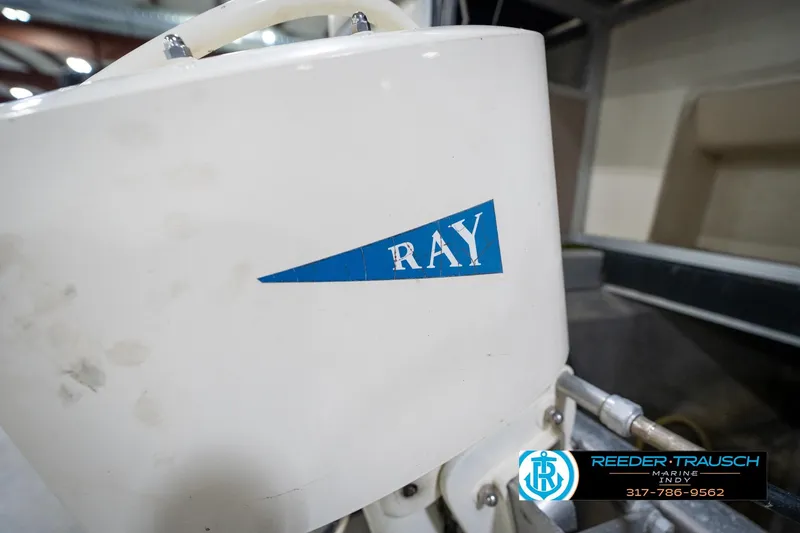 Slide: The Image of 2008 Bennington 20 SL boat detail with "RAY" logo and Reeder Trausch Marine contact. - 37