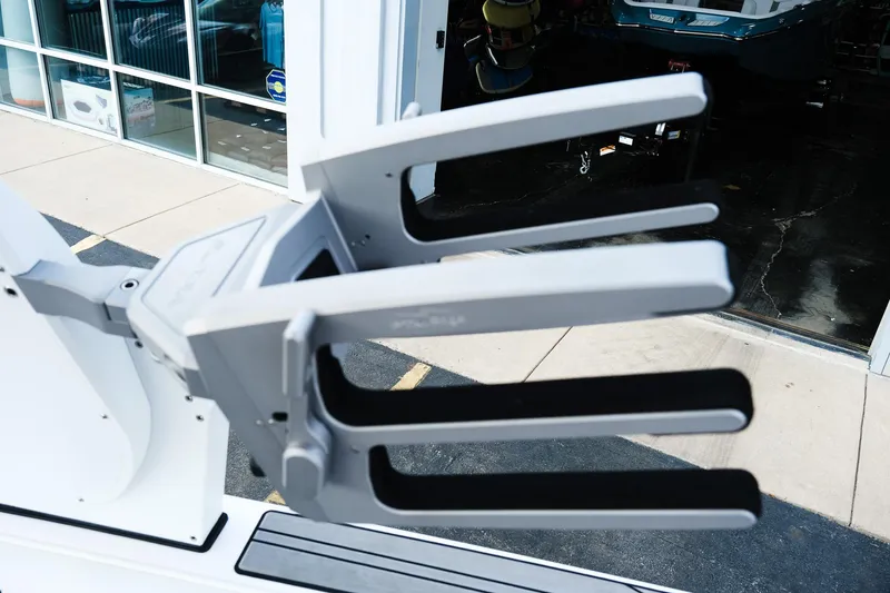 Slide: The Image of 2020 Supra SL450 boat accessory detail near showroom window. - 11