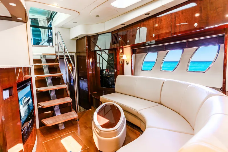Slide: The Image of Luxurious interior of 2008 Sea Ray 60 Sundancer yacht with elegant seating and ocean view. - 11