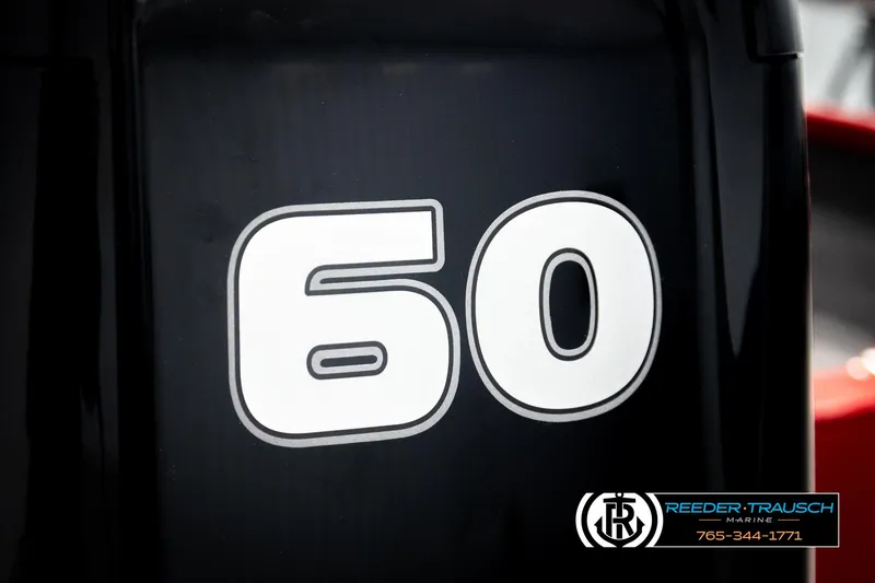 Slide: The Image of Close-up of '60' on 2026 Lund 1650 Rebel XL SS boat engine. - 40