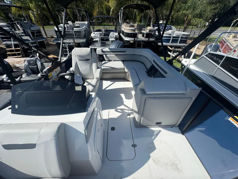 Slide: The Image of 2026 Hurricane FunDeck 1960 RE OB boat interior with spacious seating and modern design. - 4