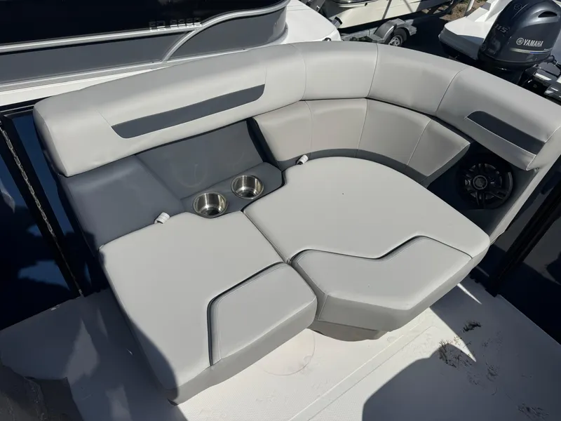 Slide: The Image of Luxurious seating on 2026 Hurricane FunDeck 1960 RE OB boat with cup holders. - 8