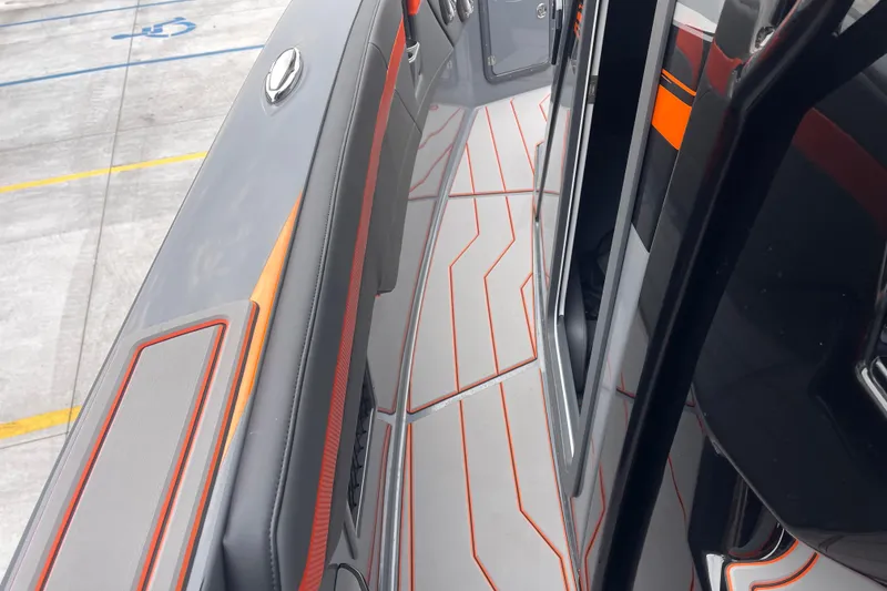 Slide: The Image of 2025 Sunsation 32 CCX boat interior with sleek design and modern detailing. - 22