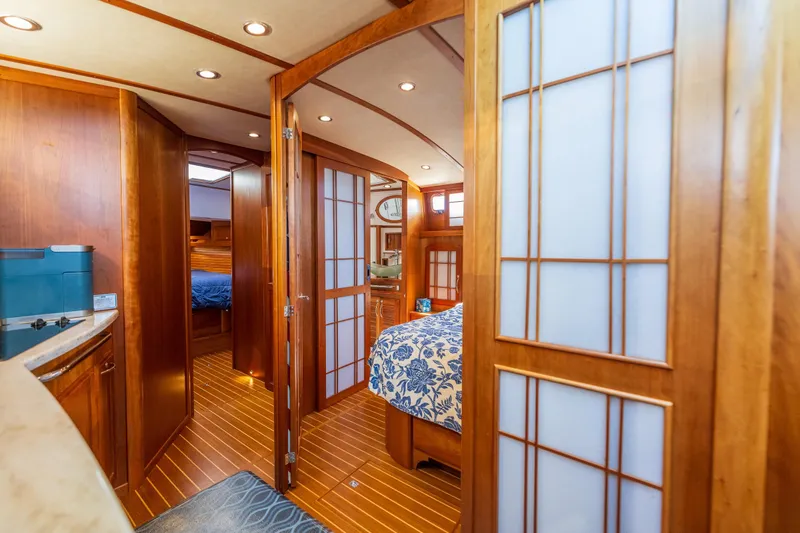 Slide: The Image of Luxurious interior of 2014 Sabre 48 Salon Express yacht with wooden finishes and elegant design. - 37