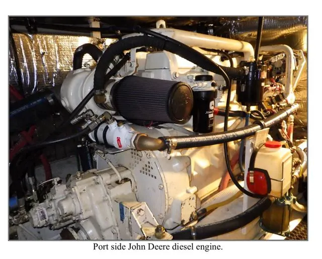 Slide: The Image of Port side John Deere diesel engine in 1979 Ocean Alexander Mark 1 55 yacht. - 29