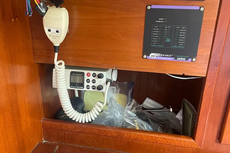 Slide: The Image of 1980 Cape Dory 36 interior with radio equipment and control panel. - 39