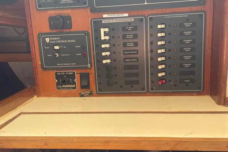 Slide: The Image of Electrical control panel on a 1980 Cape Dory 36 sailboat. - 49