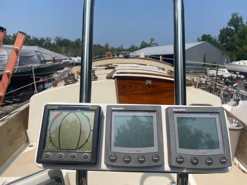 Slide: The Image of Cockpit of 1980 Cape Dory 36 sailboat with navigation instruments. - 7