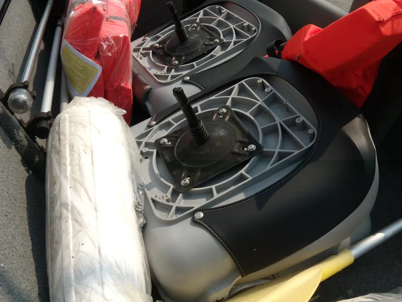Slide: The Image of Boat seats and safety gear on a 2018 Tracker Pro 160. - 9