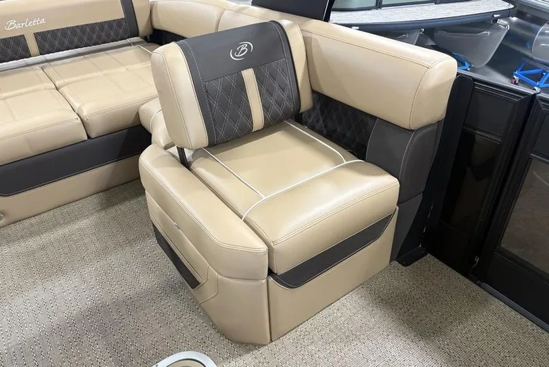 Slide: The Image of Luxurious beige seating on 2025 Barletta L25U boat with elegant stitching and design. - 31