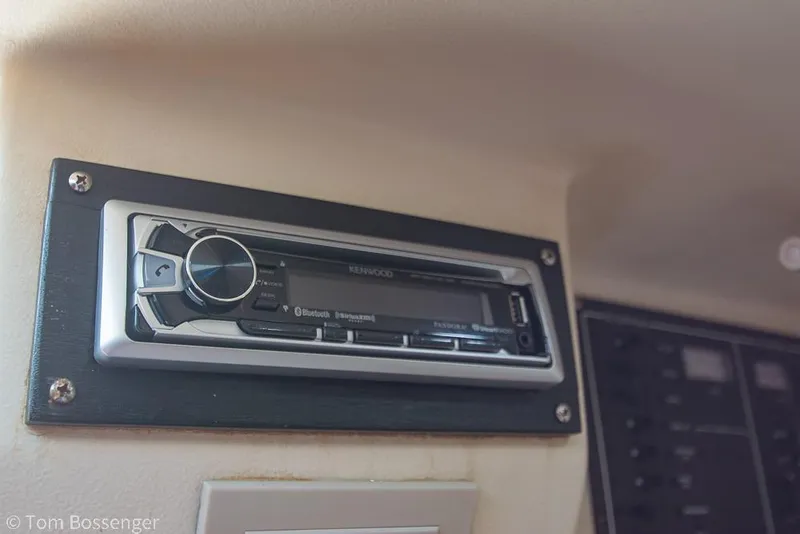 Slide: The Image of Kenwood stereo system in 1999 Mainship Pilot 30 boat interior. - 21