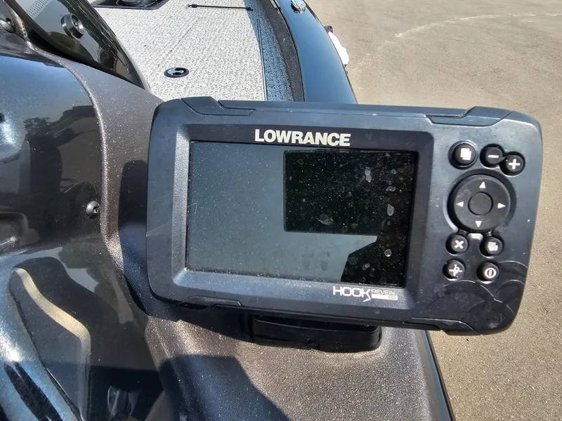 Slide: The Image of Lowrance Hook Reveal fish finder on 2023 Tracker Pro Team 175 TXW boat dashboard. - 11