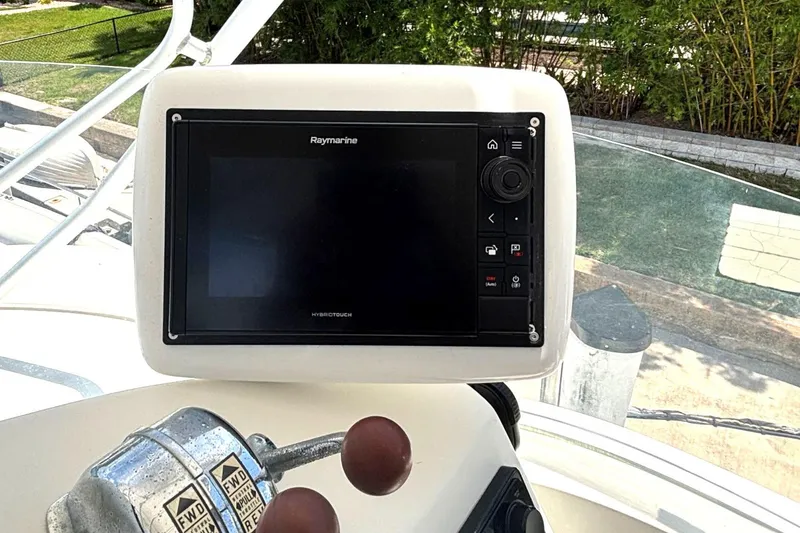 Slide: The Image of Raymarine navigation system on 2000 Fountaine Pajot Maryland 37 yacht control panel. - 28