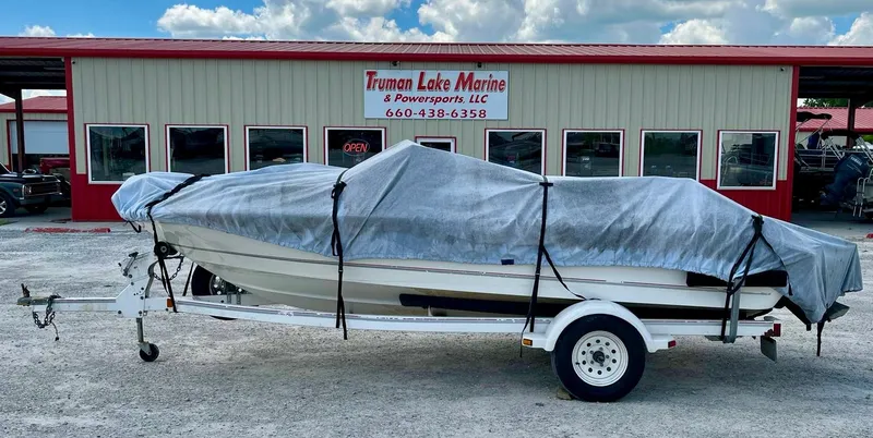 Slide: The Image of Covered 1993 Sea Ray 170 BRLTD boat on trailer at Truman Lake Marine. - 13