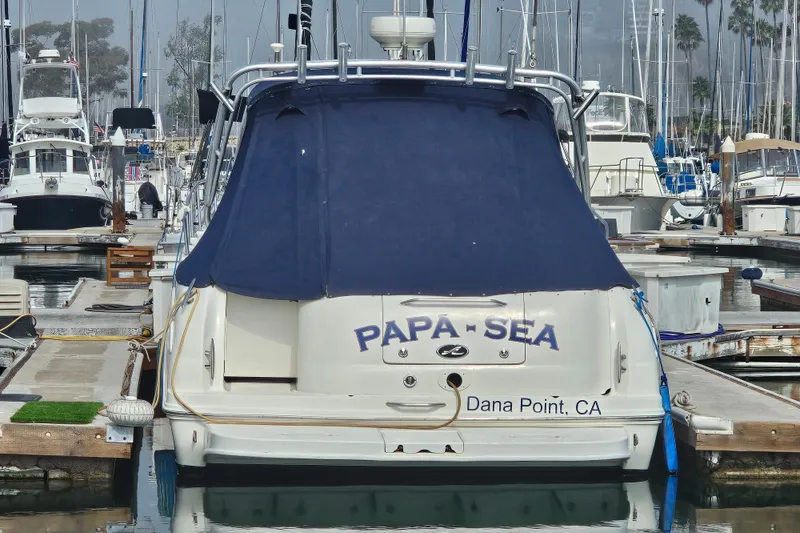 Slide: The Image of 2001 Sea Ray 290 Amberjack boat docked at marina, Dana Point, CA. - 2