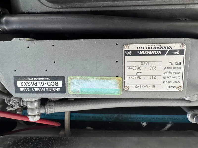 Slide: The Image of Close-up of Yanmar engine label on 2012 Ocean Runner 290i boat. - 20