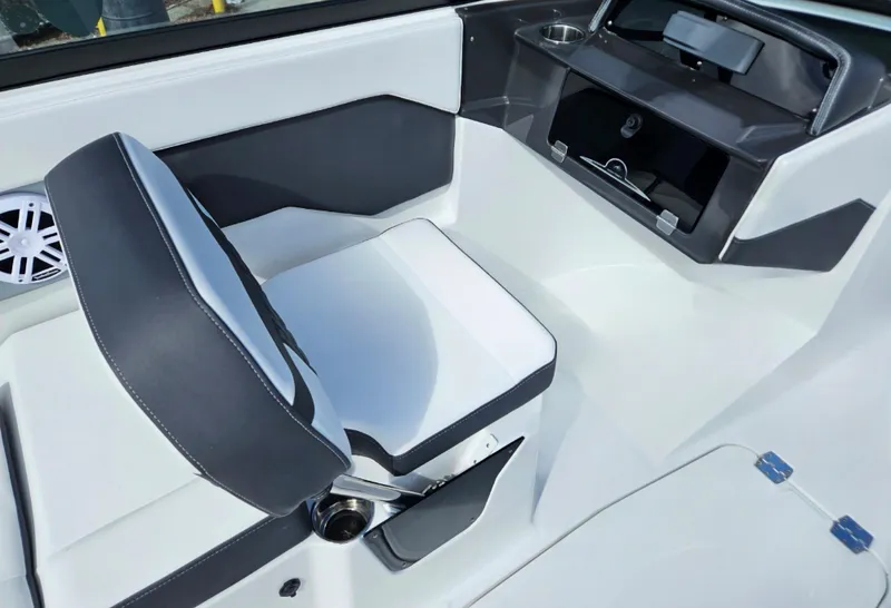 Slide: The Image of 2026 Monterey M-205 boat interior with sleek seating and modern dashboard design. - 18