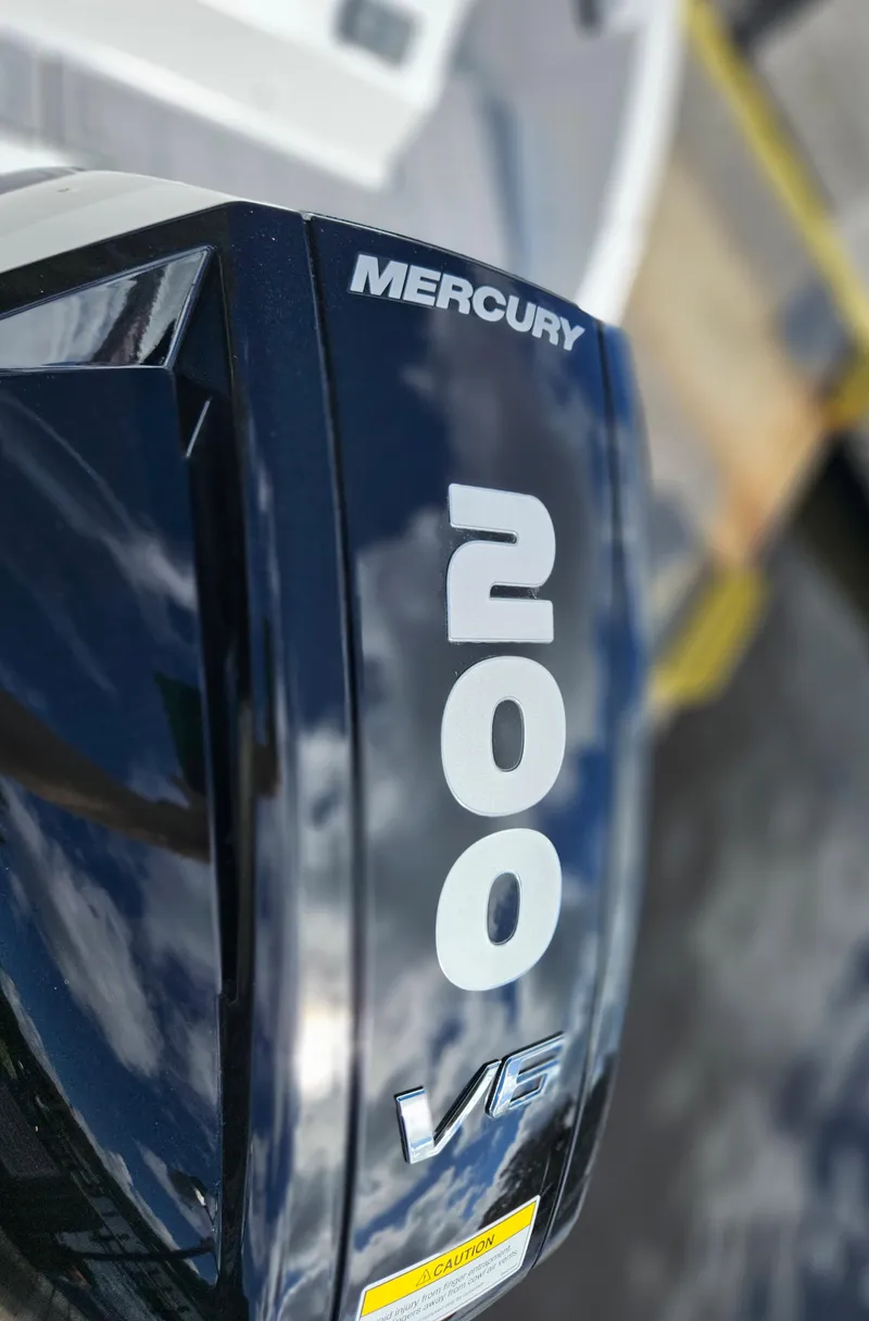 Slide: The Image of Mercury 200 V6 outboard motor on 2026 Monterey M-205 boat. - 8