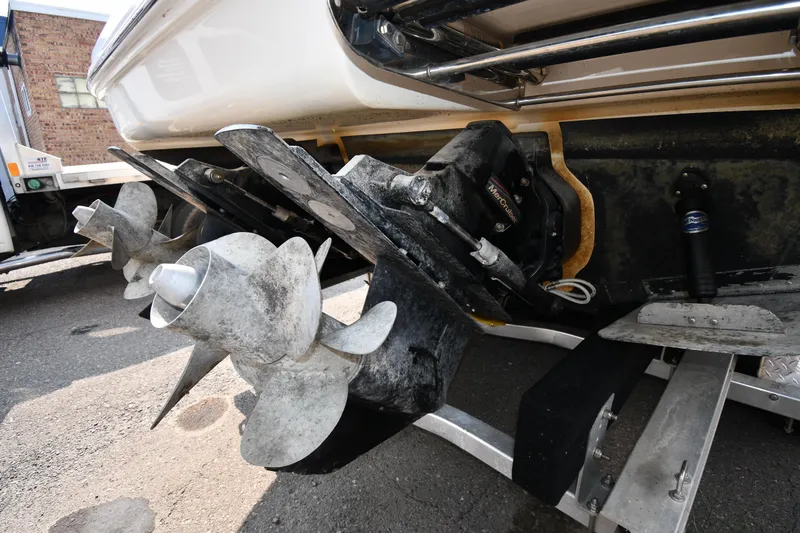 Slide: The Image of Close-up of 2011 Sea Ray 310 Sundancer boat propellers and stern drive. - 6