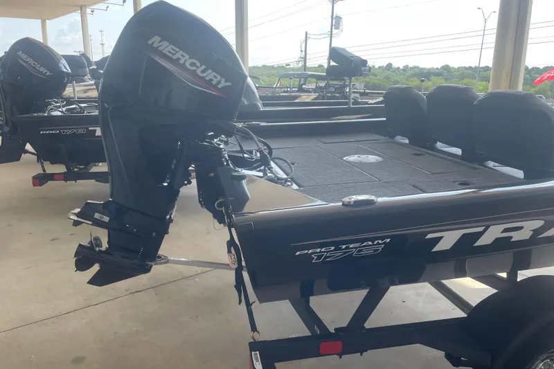 Slide: The Image of 2026 Tracker Pro Team 175 Crappie Edition boat with Mercury outboard motor. - 2