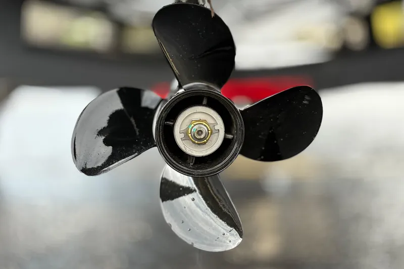 Slide: The Image of Close-up of a Tracker Pro Team 175 Crappie Edition 2026 boat propeller. - 10