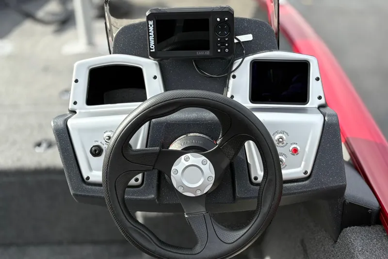 Slide: The Image of Steering console of 2026 Tracker Pro Team 175 Crappie Edition boat with Lowrance device. - 14