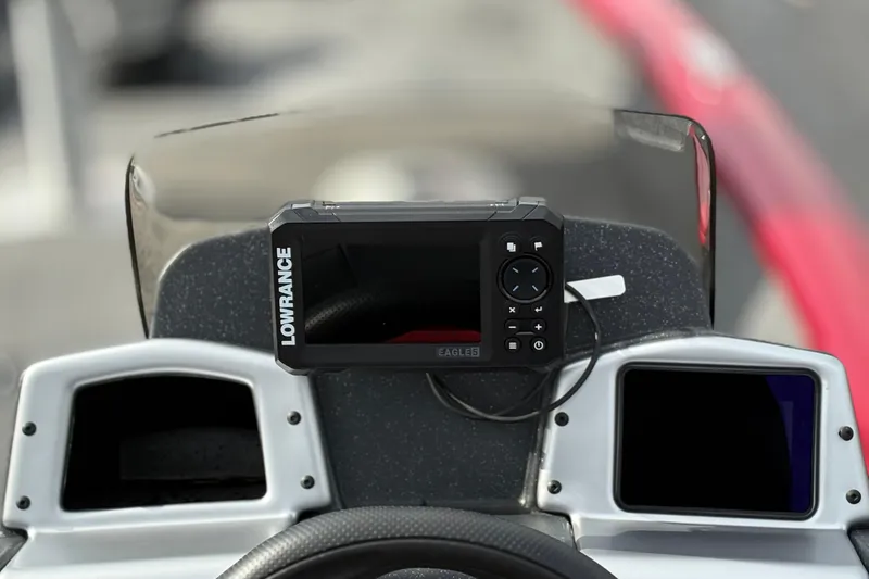 Slide: The Image of Lowrance fish finder on 2026 Tracker Pro Team 175 Crappie Edition boat dashboard. - 15