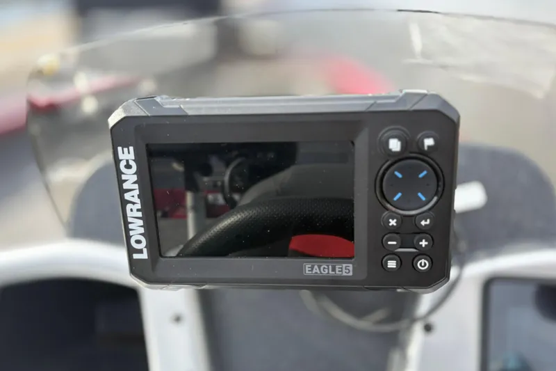 Slide: The Image of Lowrance Eagle 5 fish finder on 2026 Tracker Pro Team 175 Crappie Edition boat. - 16