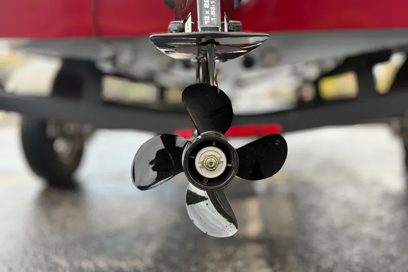 Slide: The Image of Close-up of a 2026 Tracker Pro Team 175 Crappie Edition boat propeller. - 9