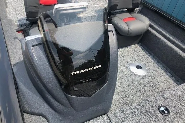 Slide: The Image of 2026 Tracker Pro Team 175 Crappie Edition boat interior with seating and console. - 15