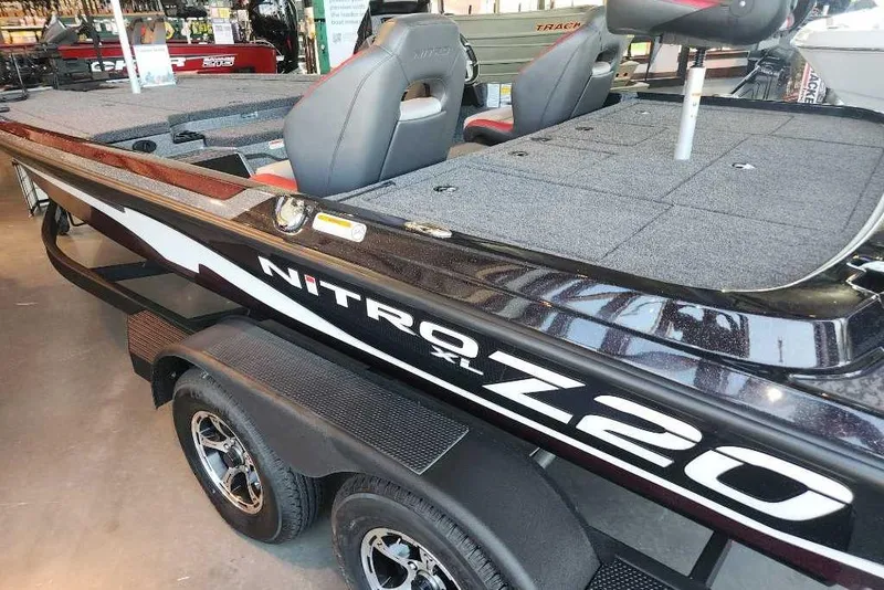Slide: The Image of 2026 Nitro Z20 XL Pro boat with sleek design and dual seats. - 2