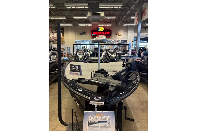 The Image of 2026 Nitro Z20 XL Pro in a showroom with a Mercury logo in the background. - 0