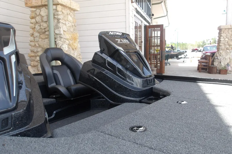 Slide: The Image of 2026 Nitro Z18 Pro boat interior with sleek seating and modern design. - 16