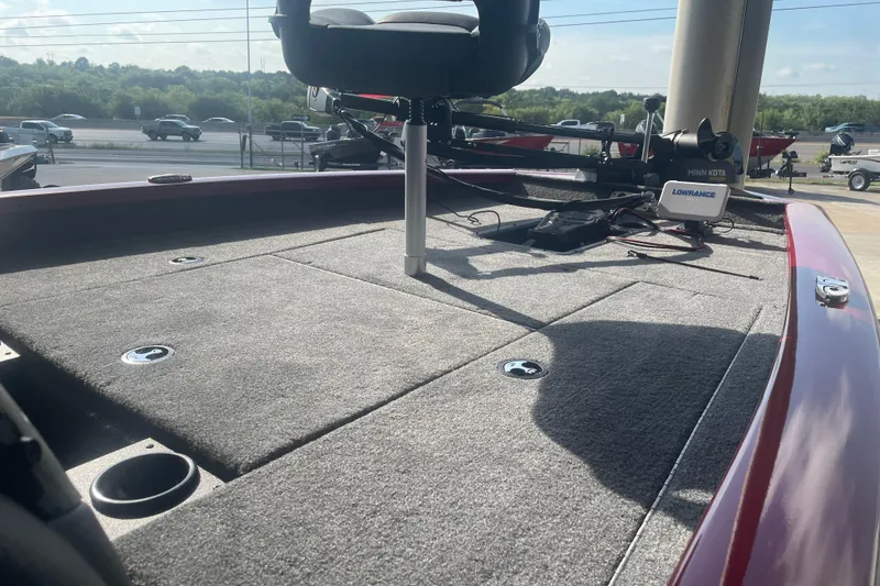 Slide: The Image of 2026 Tracker Pro Team 175 boat deck with fishing seat and equipment. - 7