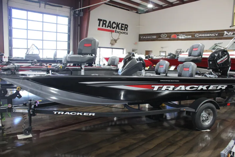 The Image of 2026 Tracker Pro Team 175 Crappie Edition boat displayed in showroom. - 0